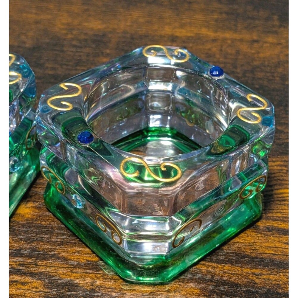 Vintage Retired Partylite Mardi Gras Candle Votive Tea light Holders Set Spring - Picture 4 of 6